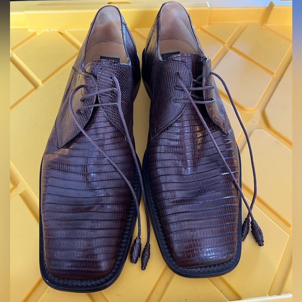 Mezlan Platinum Genuine Lizard  Brown Oxfords